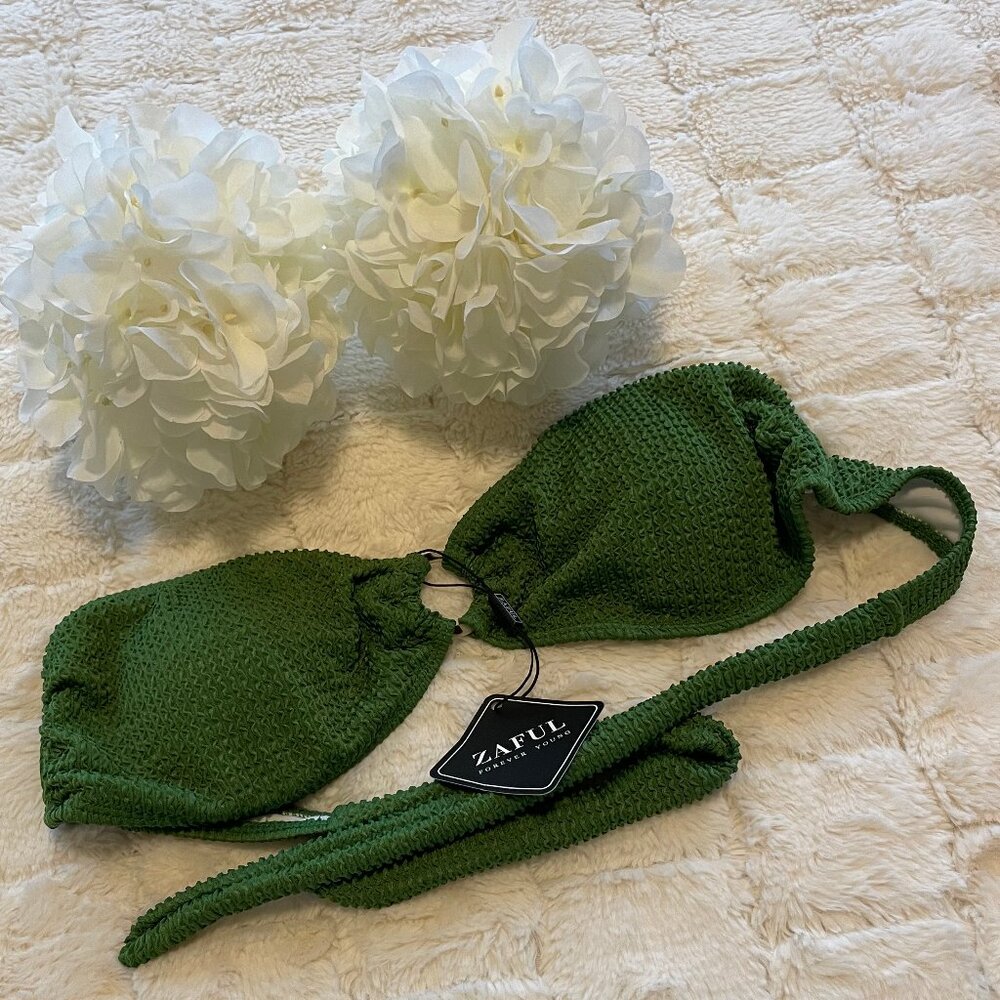 Zaful Wave Textured Tube Bikini Swimwear Top NWT